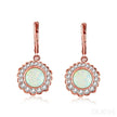 Round Retro Sterling Silver Opal Drop Bridal Earrings Cat