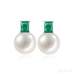 Round Sterling Silver CZ Pearl Stud Earrings Alyssa