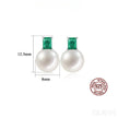 Round Sterling Silver CZ Pearl Stud Earrings Alyssa