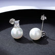 Round Sterling Silver CZ Pearl Stud Earrings Alyssa