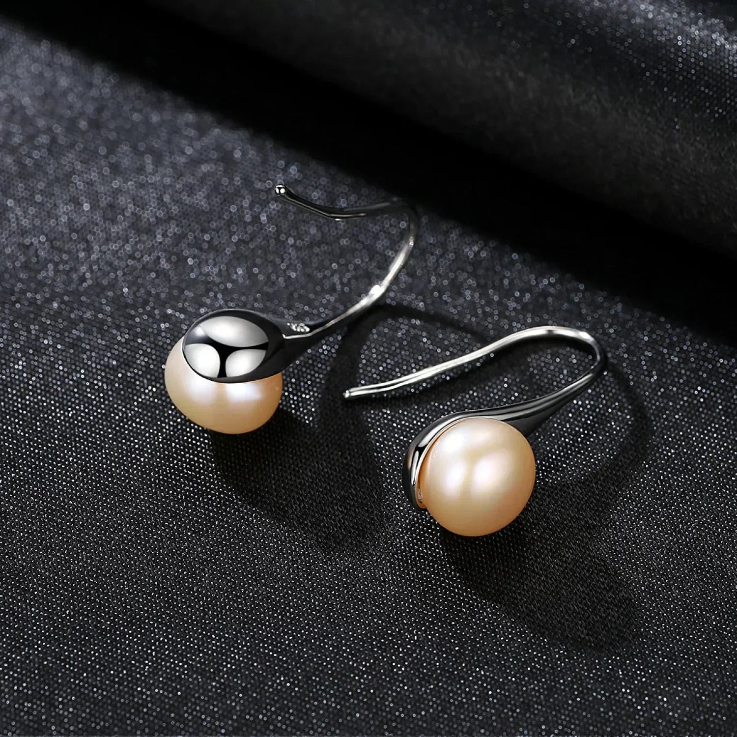 Round Sterling Silver pearl Drop Earrings Ann