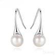 Round Sterling Silver pearl Drop Earrings Ann