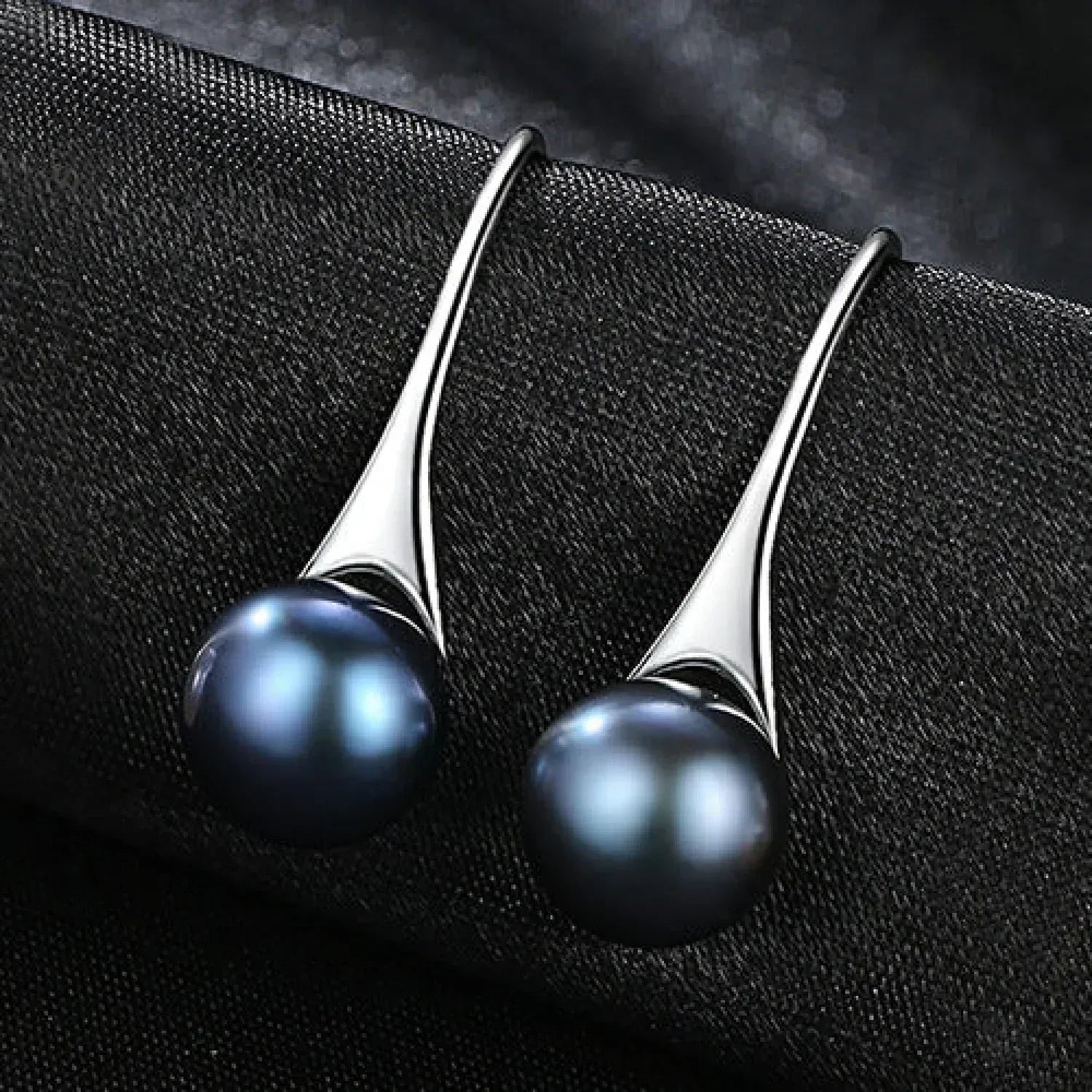 Round Sterling Silver pearl Drop Earrings Ann