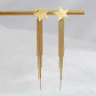 Simple 14K Gold Plated Sterling Silver Star Multi Chain Hanging Earrings Sky