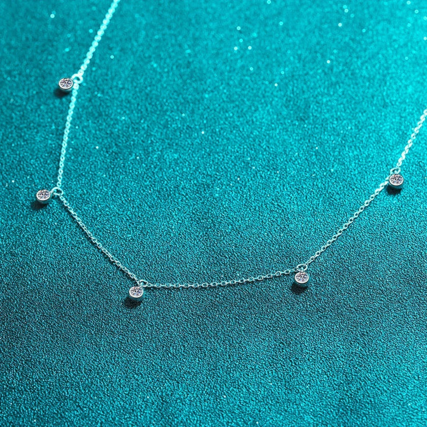 Star Clavicle 925 Sterling Silver Moissanite Necklace Cam