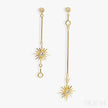 Star Shaped 14K Gold Plated Sterling Silver Long Stud Earrings Aurora
