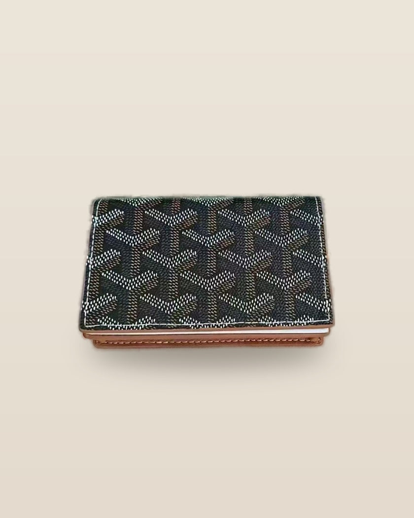 Honore Chevron Card Wallet - Black-Brown