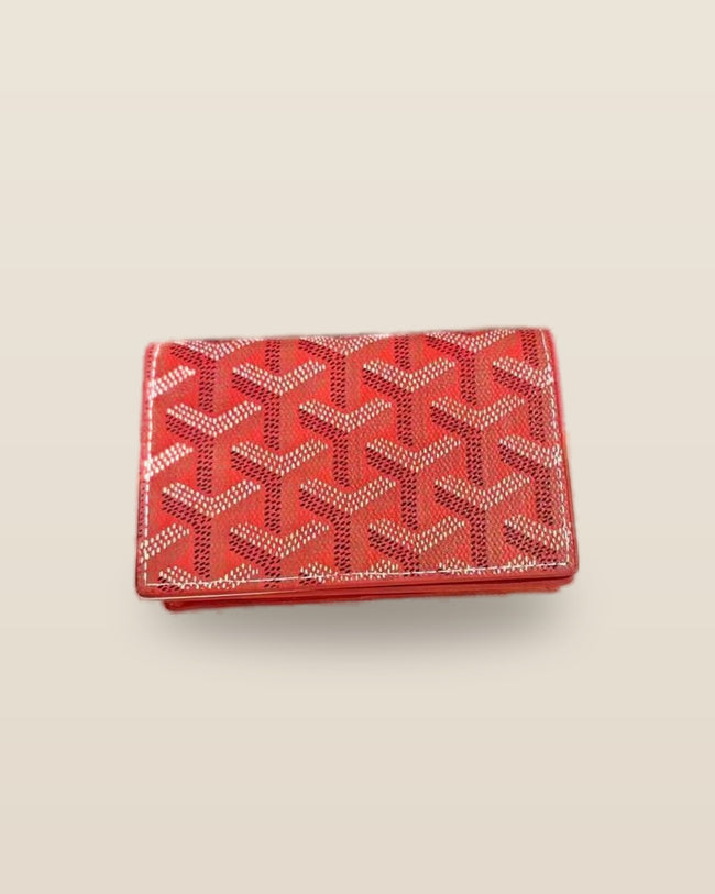 Honore Chevron Card Wallet - Orange Red